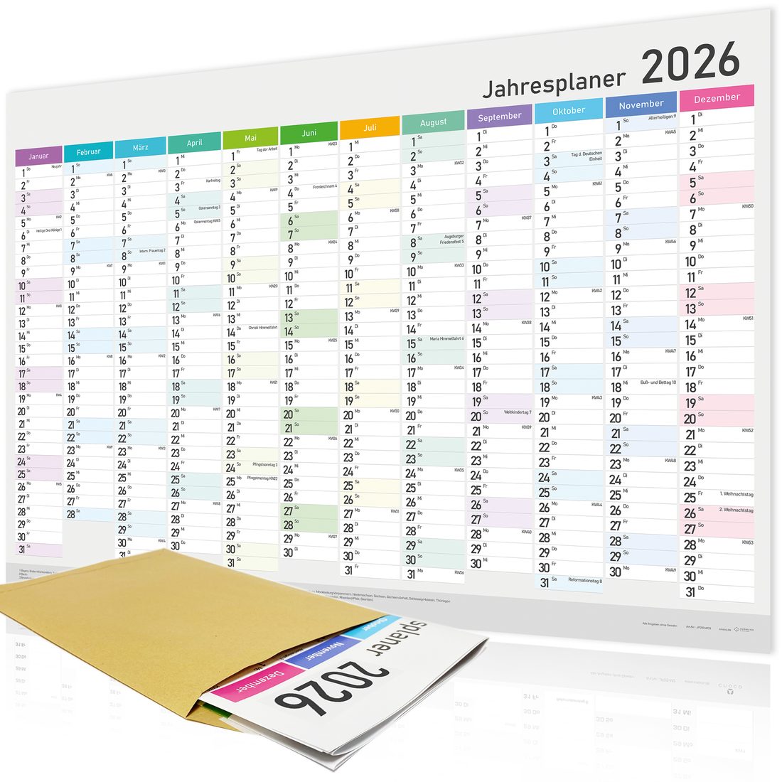 Jahresplaner M3, farbenfroher Wandkalender