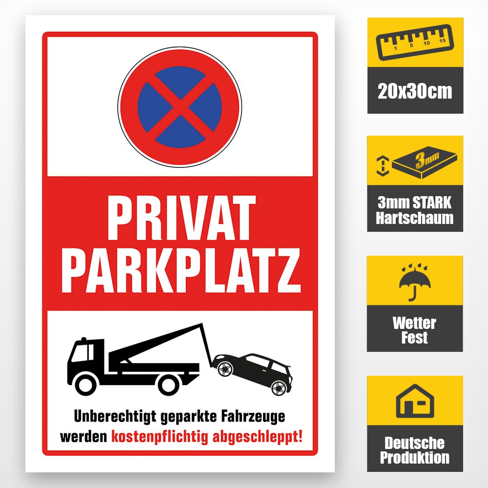 Privat Parkplatz, Hochformat